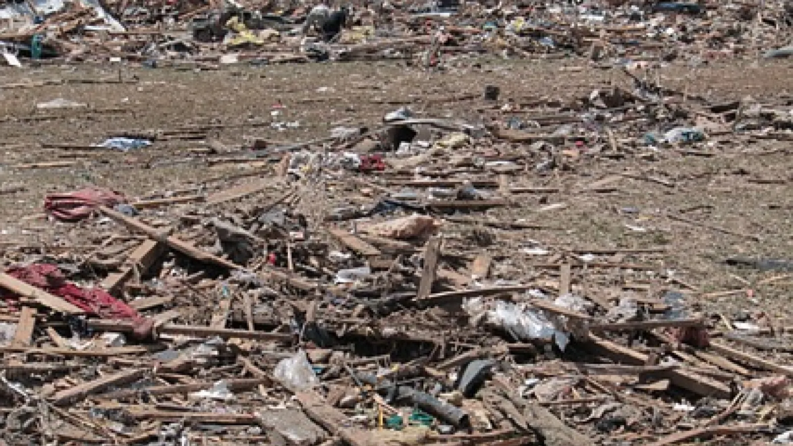 debris from what looks like tornado damage.